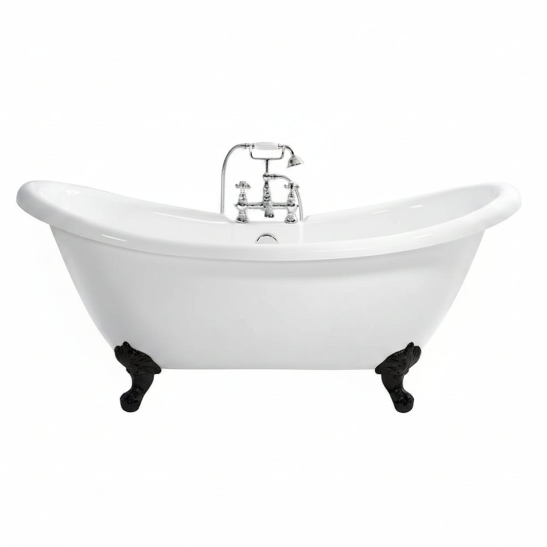 Traditional English Balmoral Double Ended Slipper Bath &amp; Black Feet