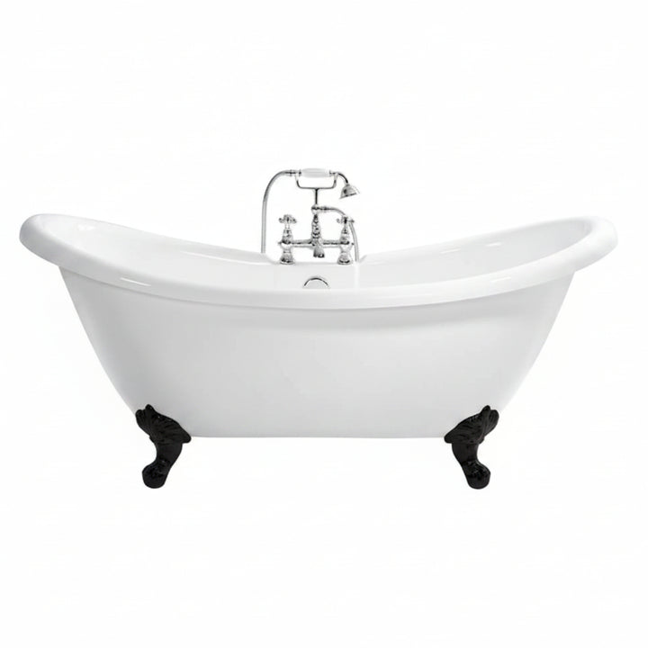 Traditional English Balmoral Double Ended Slipper Bath &amp; Black Feet