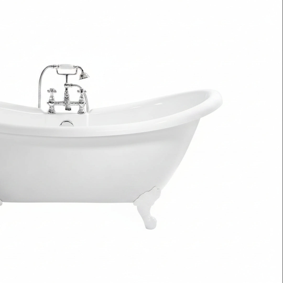 Traditional English Balmoral Double Ended Slipper Bath &amp; White Feet
