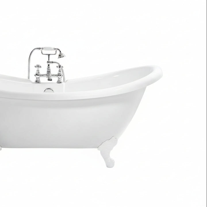 Traditional English Balmoral Double Ended Slipper Bath &amp; White Feet