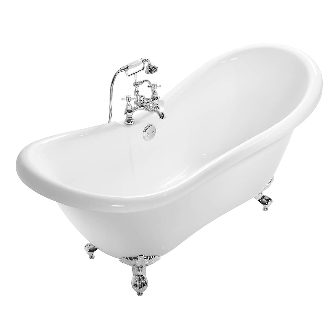 Balmoral 1750mm Double Ended Slipper Bath with Black Claw &amp; Ball Feet