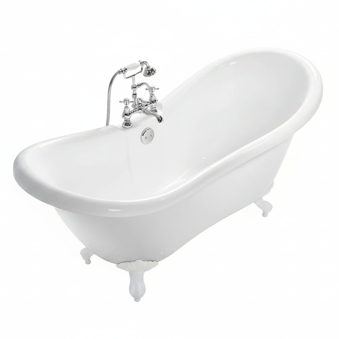 Traditional English Balmoral Double Ended Slipper Bath &amp; White Feet