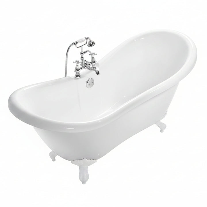 Traditional English Balmoral Double Ended Slipper Bath &amp; White Feet