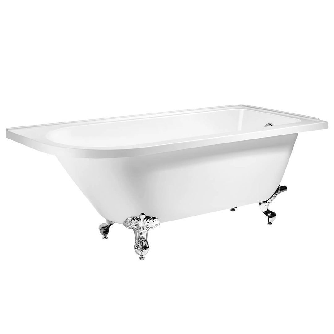 Balmoral 1700mm Freestanding Right Hand Shower Bath with Black Claw &amp; Ball Feet