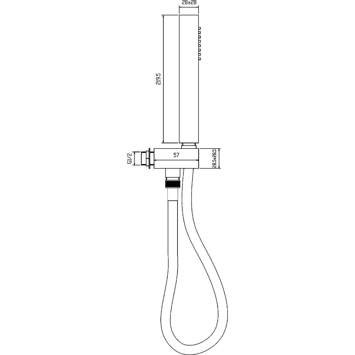 Hudson Reed Square Outlet, Hose and Head A3264 - Technical drawing