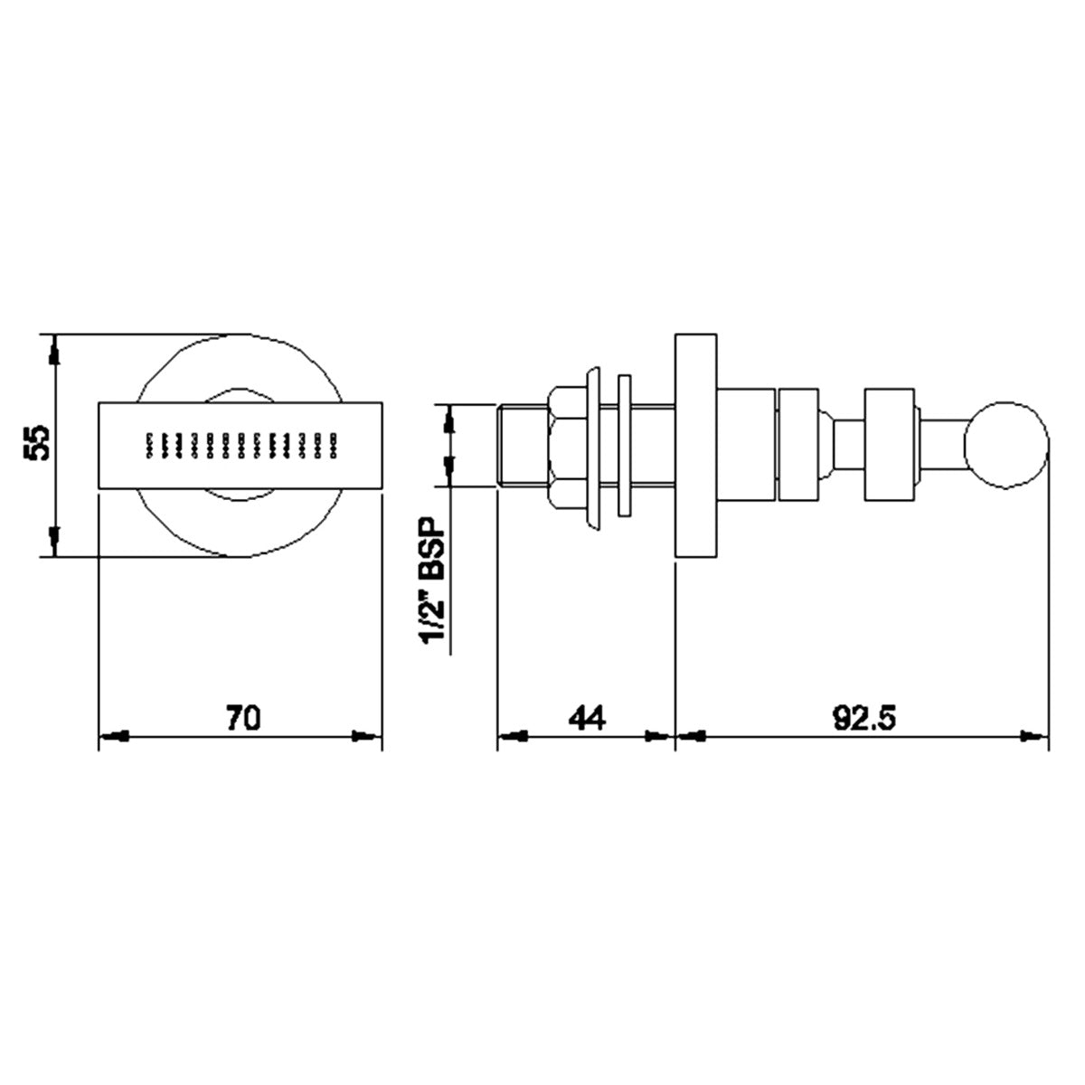 Hudson Reed Minimalist Body Jet A383 - Technical drawing