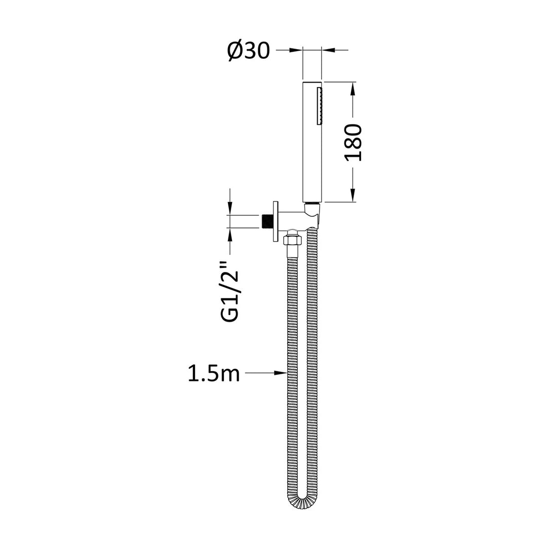Nuie Round Outlet, Hose and Head - Matt Black