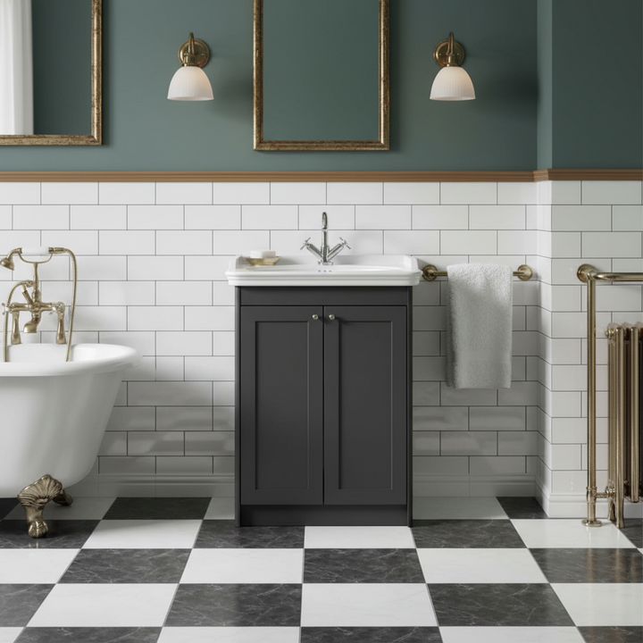 Victoriana 650mm Traditional Vanity Unit &amp; Basin - Charcoal Grey