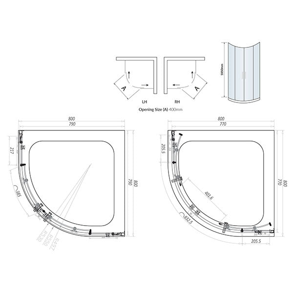 Kiimat Six 800mm Quadrant Shower Enclosure