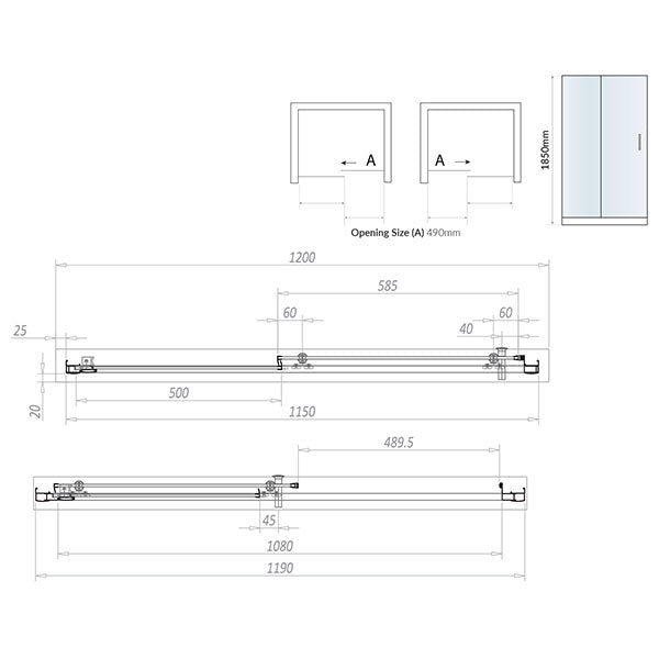 Kiimat Six 1200mm Sliding Shower Door