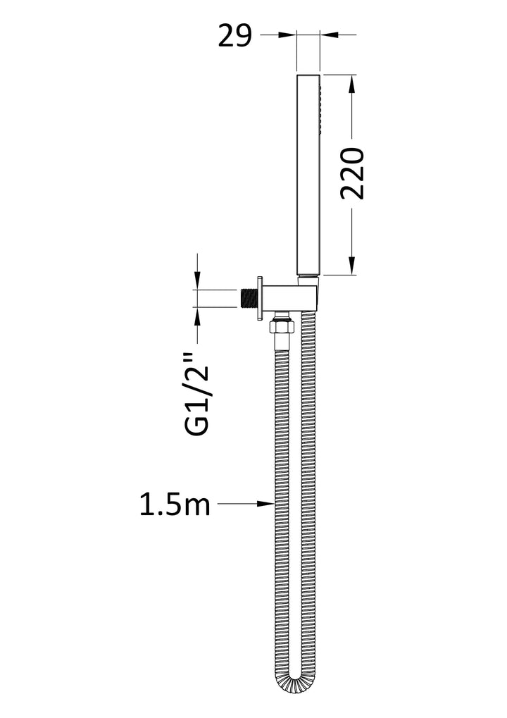 Nuie Square Outlet Elbow C/W Parking Bracket &amp; Kit - Brushed Gun Metal