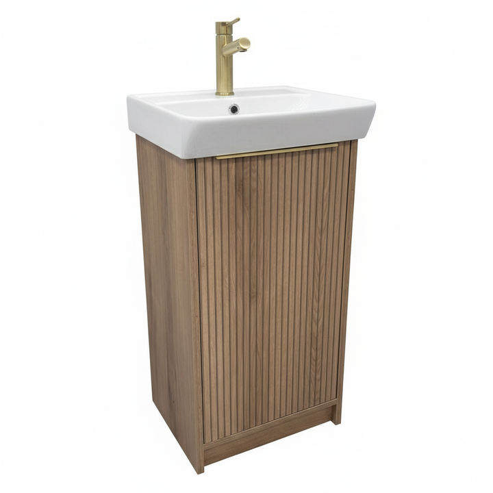Josef Martin Lyon Cloakroom Floor Standing Vanity Unit &amp; Inset Basin - Acousta Oak