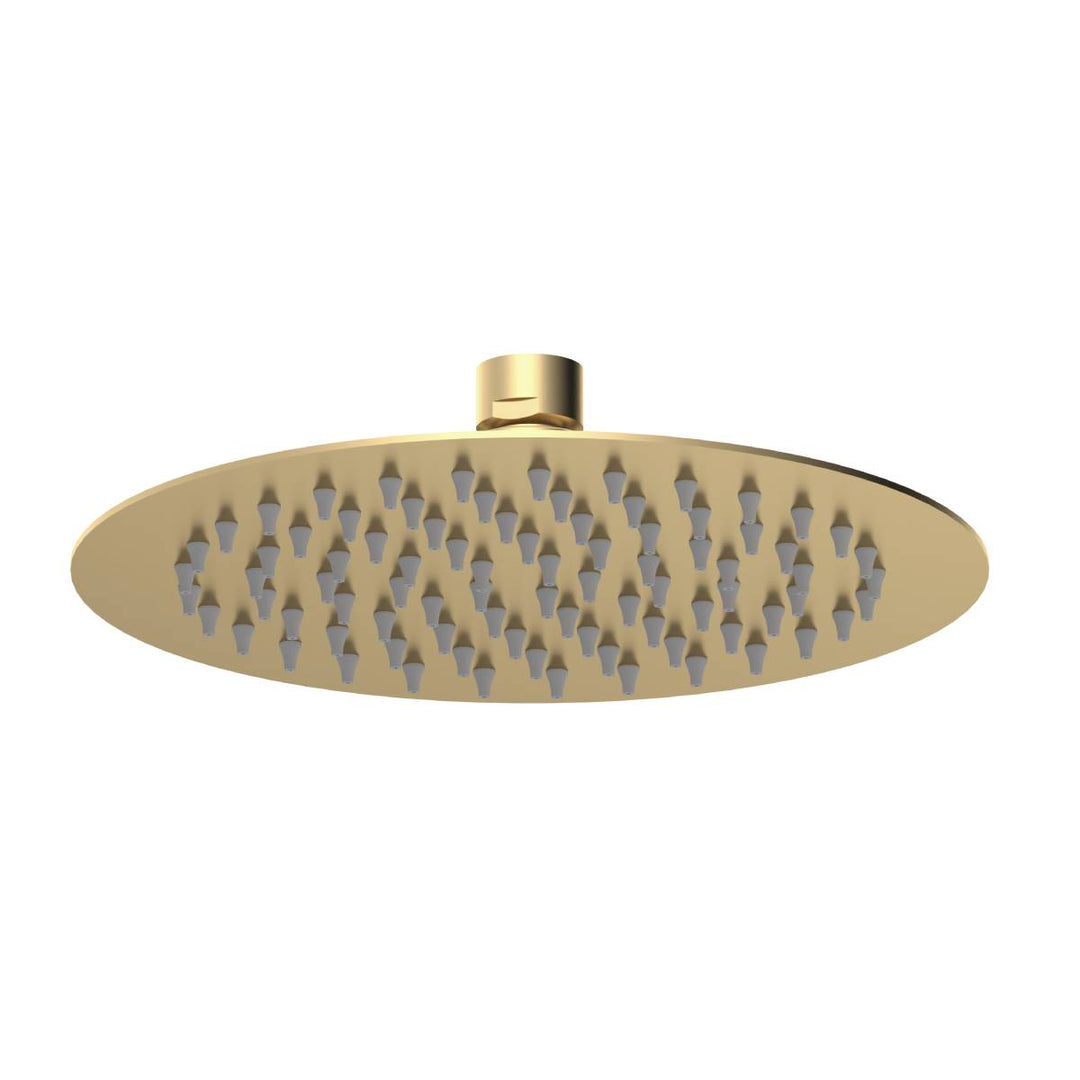 Round Stainless Steel 200mm Fixed Shower Head - Brushed Brass