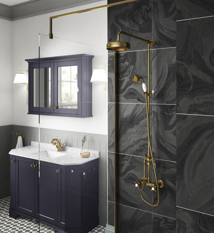 Hudson Reed Shower Kits Traditional Thermostatic Shower Valve &amp; Kit - Brushed Brass