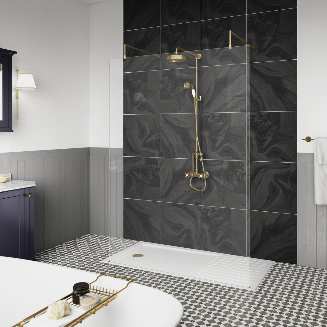 Hudson Reed Shower Kits Traditional Thermostatic Shower Valve &amp; Kit - Brushed Brass