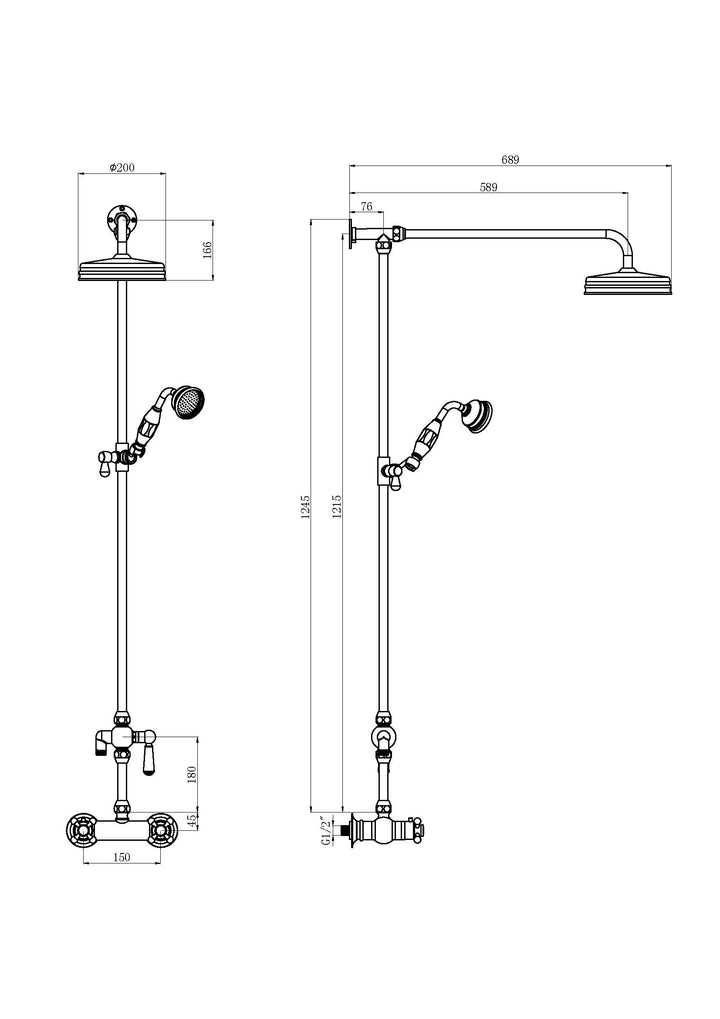 Hudson Reed Shower Kits Traditional Thermostatic Shower Valve &amp; Kit - Brushed Brass