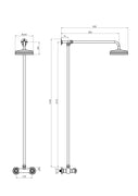 Hudson Reed Shower Kits Traditional Thermostatic Shower Valve & Kit - Brushed Brass - Technical drawing