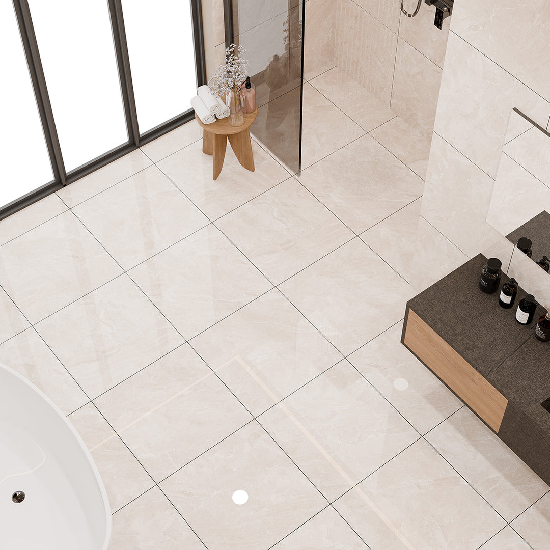 Amoche Crème Polished 60 x 60 Rectified Porcelain Tile - 57.6sqm Pallet