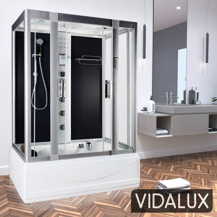 Vidalux Aegean 1700mm Whirlpool Steam Shower - Black