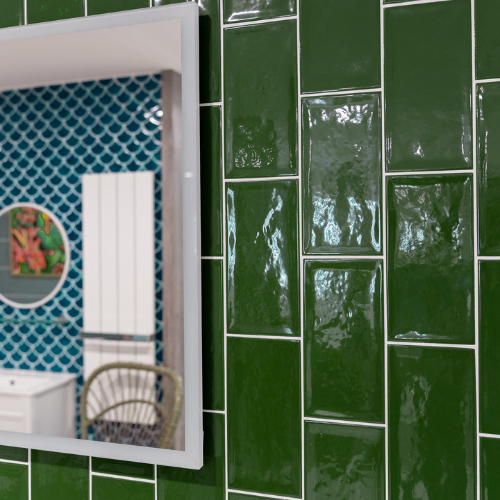 Aqua Flat Verde Bottle Green Metro 10 x 20cm Tile - 1sqm perbox
