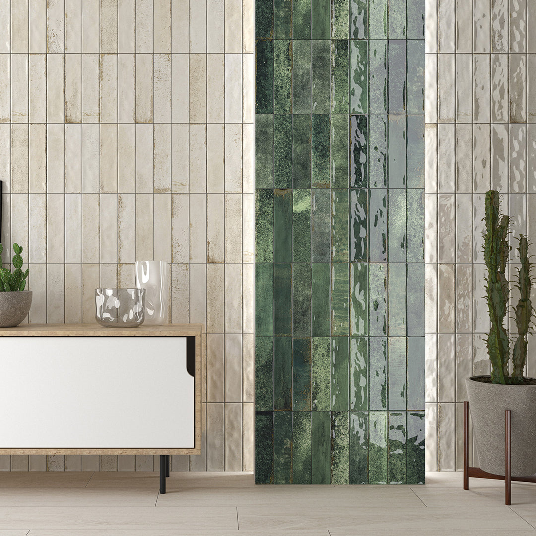 Asly Green 7.5 x 30cm Brick Wall Tile - 0.56sqm perbox