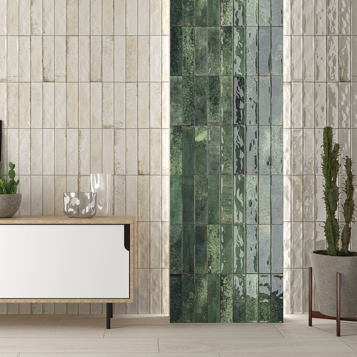 Asly Green 7.5 x 30cm Brick Wall Tile - 0.56sqm perbox
