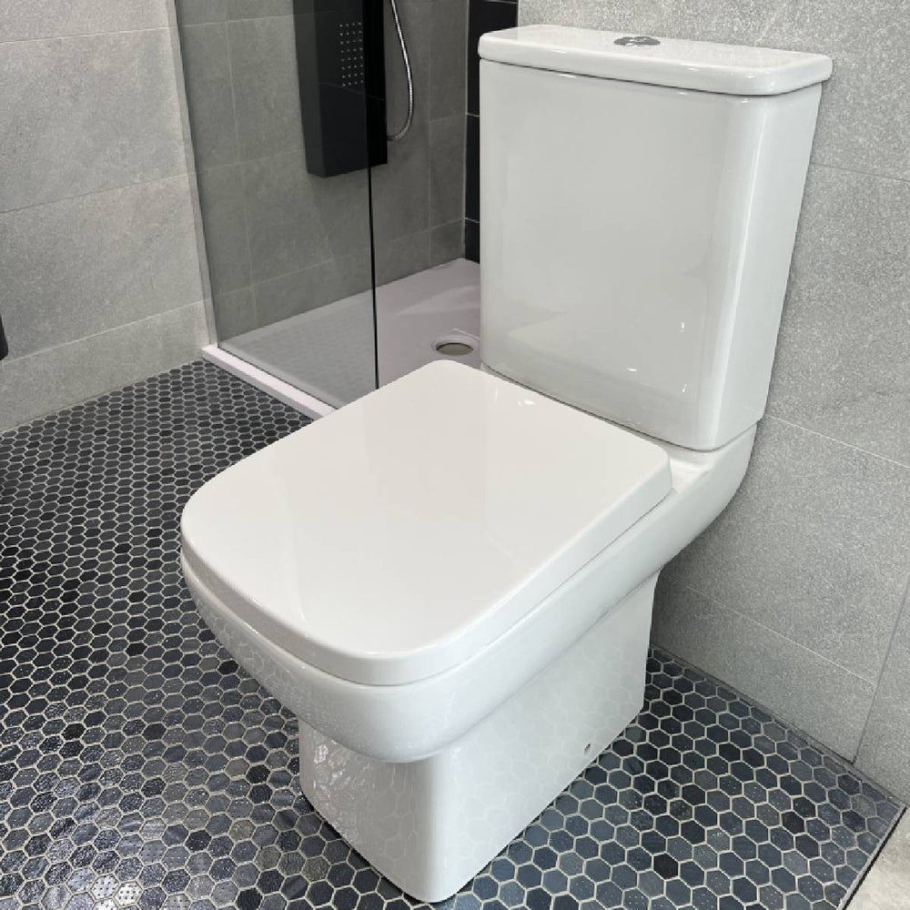 Aida Rimless Close Coupled Toilet with Clip off Soft Close Toilet Seat