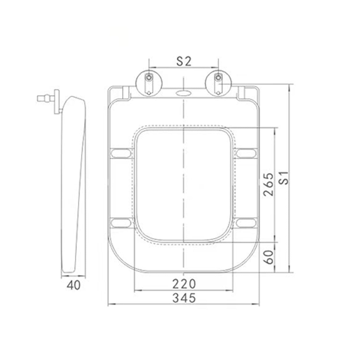 Aida Toilet Seat - Technical drawing