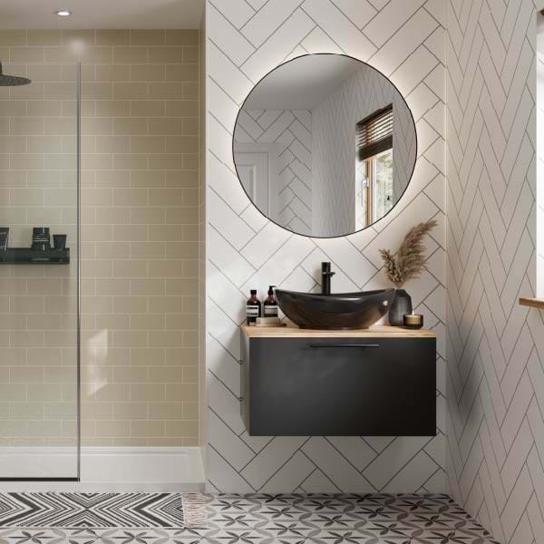 Multipanel Herringbone Tile Collection Alpine White 598mm Tongue &amp; Groove Panel
