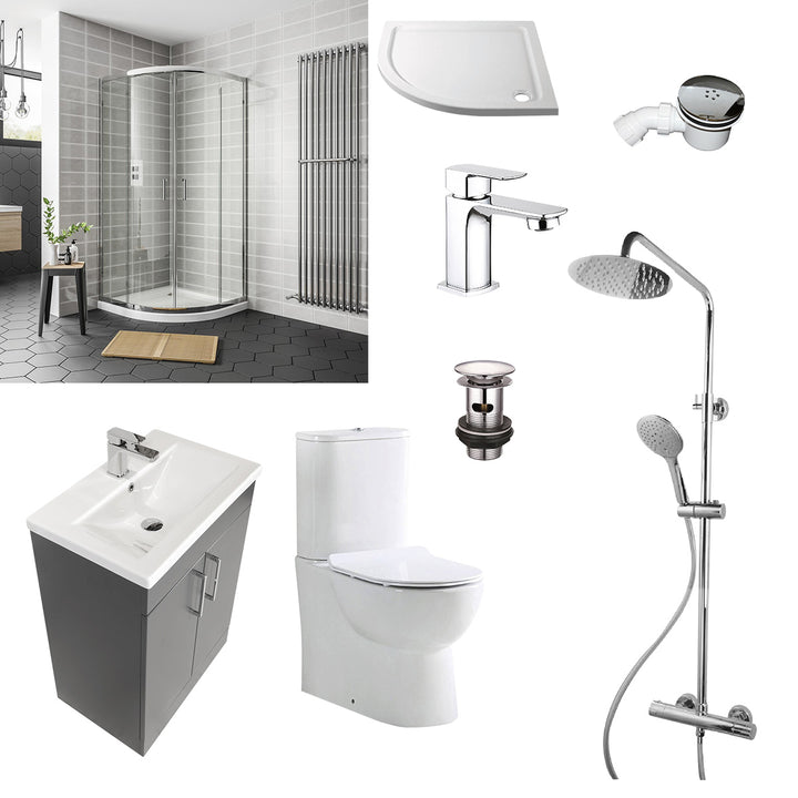 Austin Matt Anthracite Shower Room Deal - Chrome