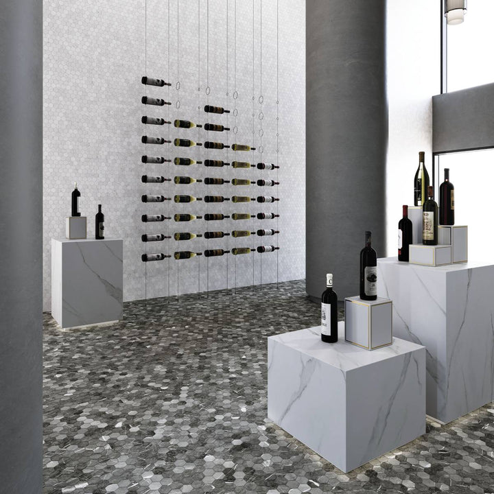 Hex XL Venato White Matte Non Slip 28.6 x 28.4cm Mosaic Sheet