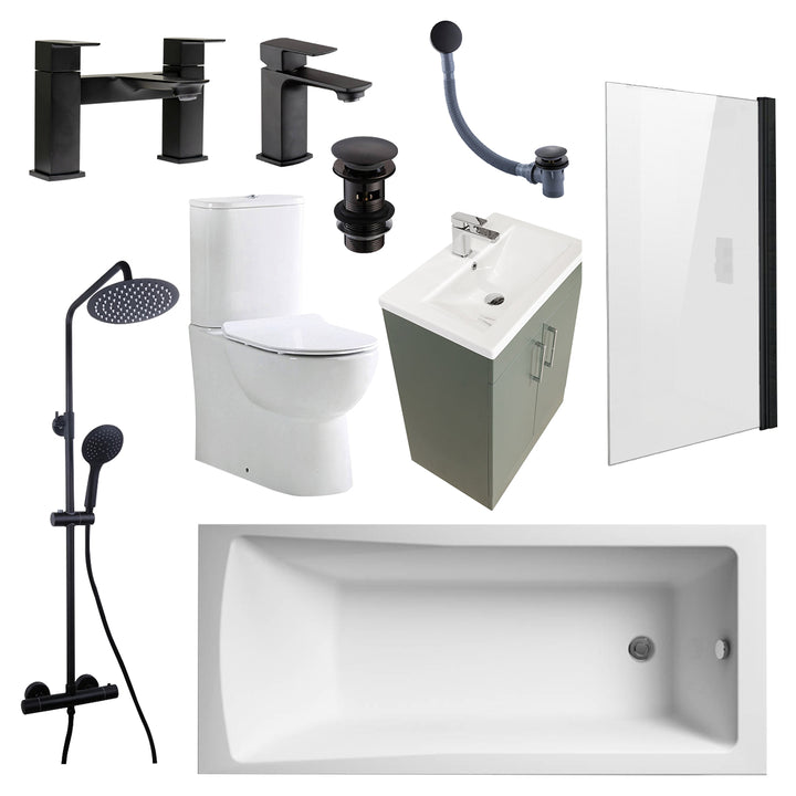 Austin Matt Green Shower Bath Suite - Black