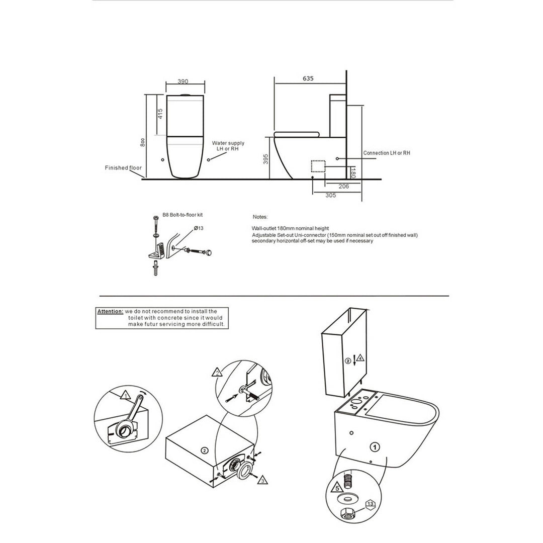 Arc Rimless Fully Back to Wall Toilet &amp; Soft Close Seat