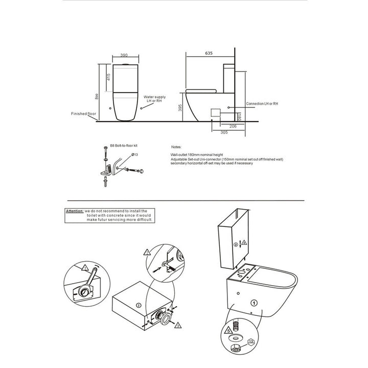 Arc Rimless Fully Back to Wall Toilet &amp; Soft Close Seat