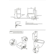 Arc Rimless Fully Back to Wall Toilet & Soft Close Seat - Technical drawing