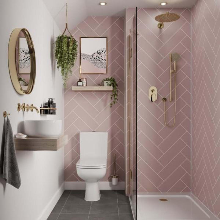 Multipanel Herringbone Tile Collection Antique Rose 598mm Tongue &amp; Groove Panel