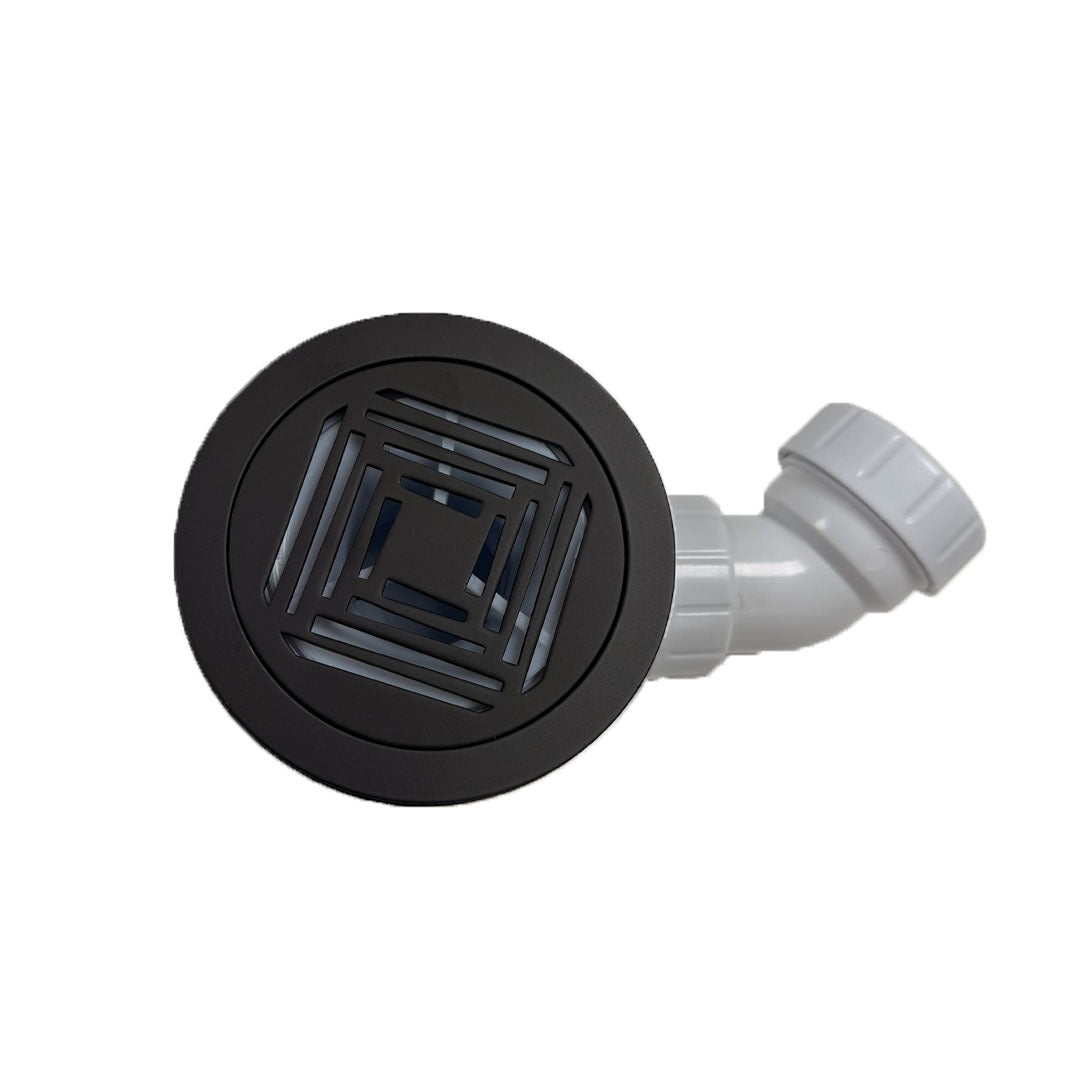 April 90mm Shower Waste with Black Grill
