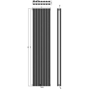 Andretti Double 1800mm x 413mm Vertical Designer Radiator - White - Technical drawing