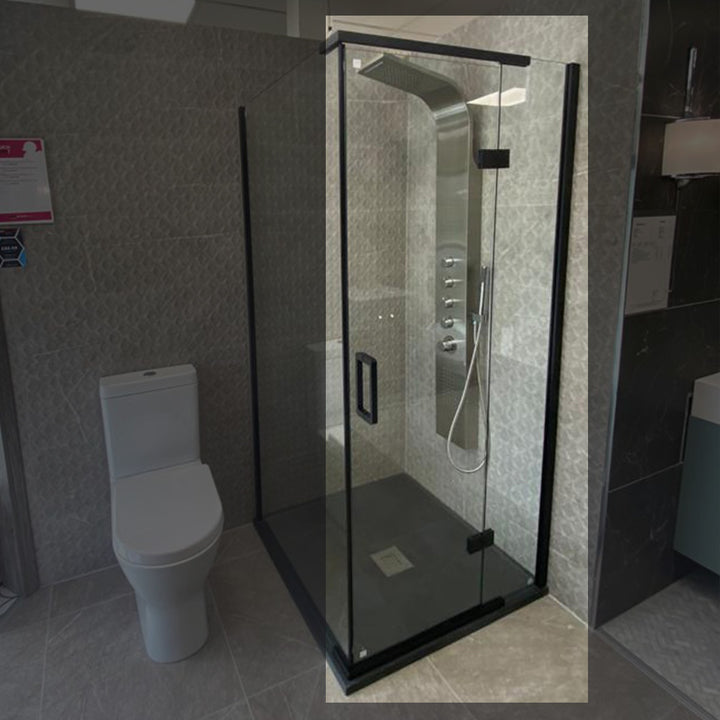 Noir Black Frameless 1400mm Recess Hinge Shower Door