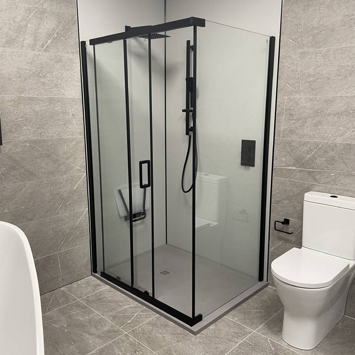 Noir Black Frameless 1200mm Sliding Shower Door