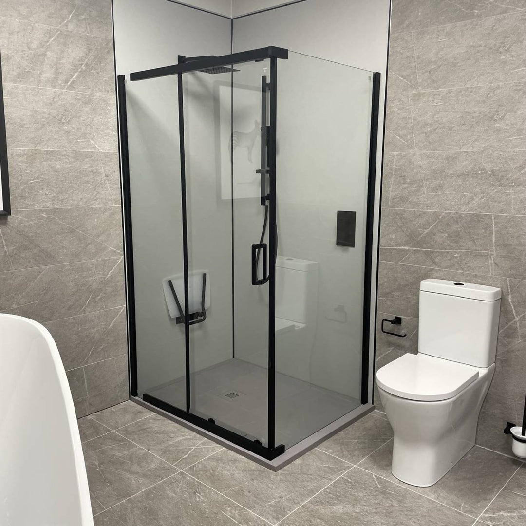 Noir Black Frameless 1200mm Sliding Shower Door