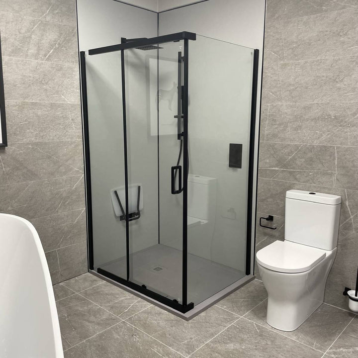 Noir Black Frameless 1200mm Sliding Shower Door