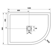 Aquadart Aqualavo 1200 x 900mm Offset Quadrant Left Hand - Technical drawing