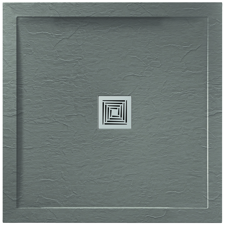 Aquadart Aqualavo 900 x 900mm Square Slate Effect Tray - Grey