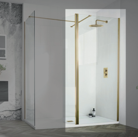 Aquadart Venturi 8 1400x 800mm Walk in Shower Bundle - Brushed Brass