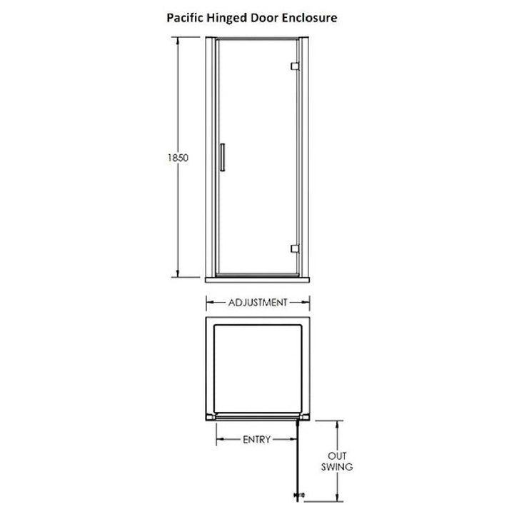 Nuie Pacific 800mm Hinged Shower Door