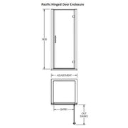 Nuie Pacific 800mm Hinged Shower Door - Technical drawing