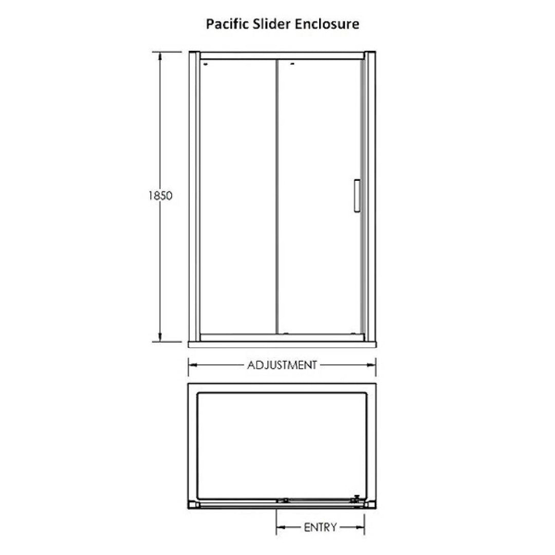Nuie Pacific 1200mm Single Sliding Shower Door