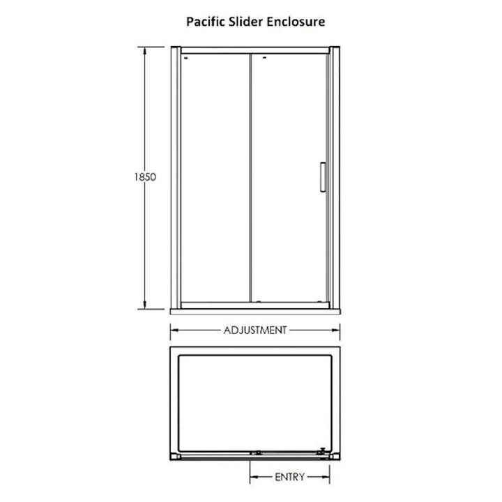 Nuie Pacific 1200mm Single Sliding Shower Door