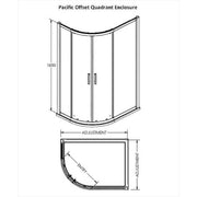 Nuie Pacific 1200 x 900mm Offset Quadrant Shower Enclosure - Technical drawing